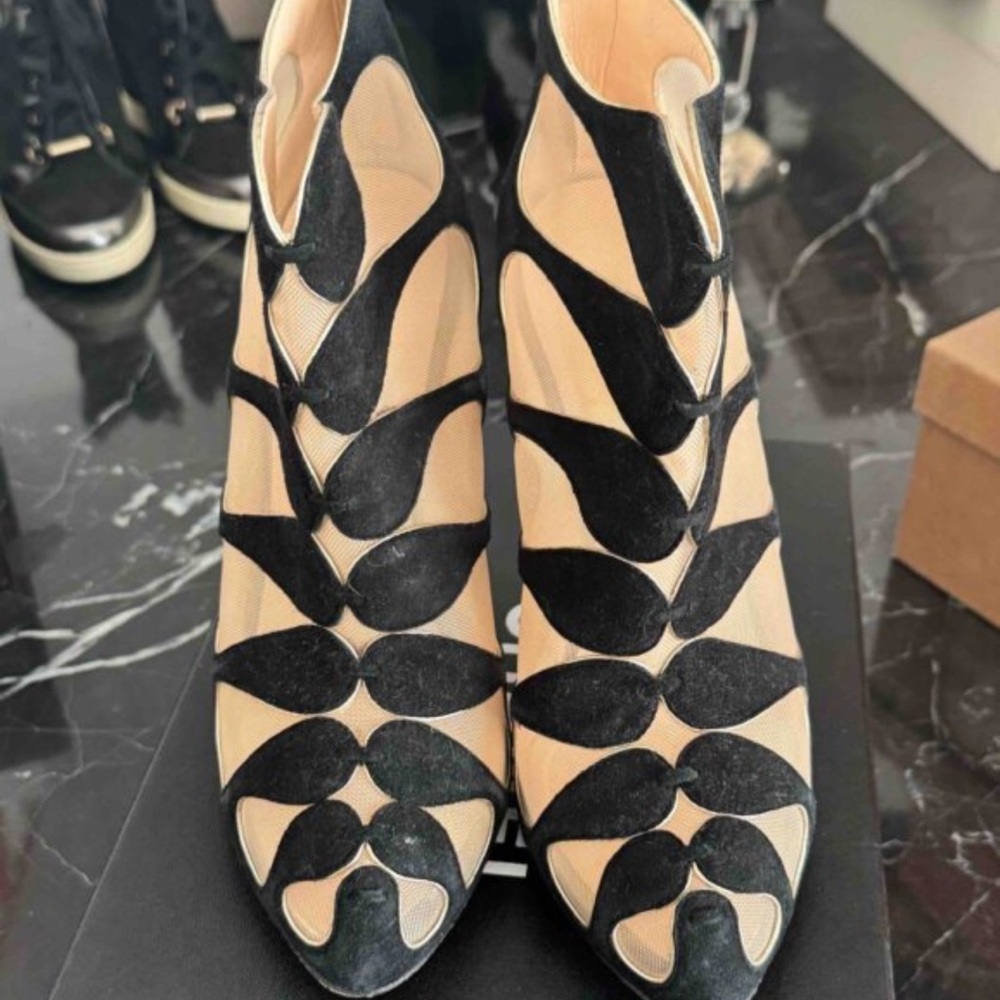 Christian Louboutin Black and Cream Heels